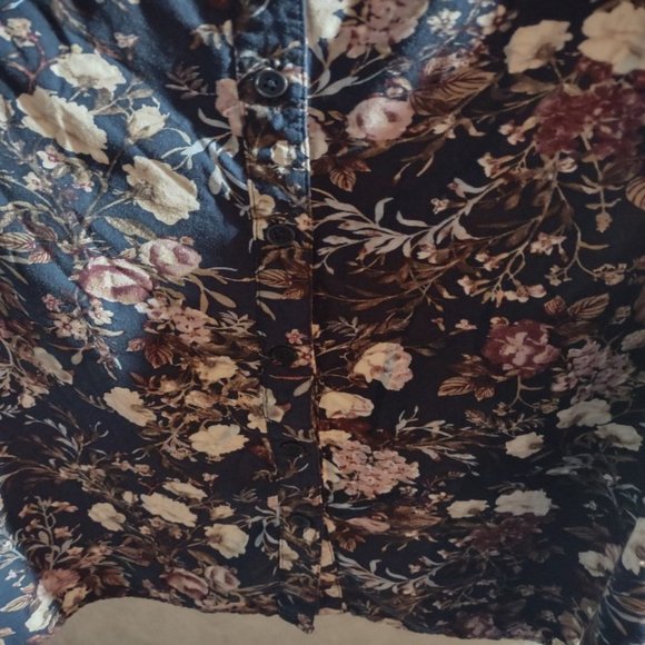 Croft & Barrow long sleeve button collar floral shirt casual Sz L - Picture 9 of 9